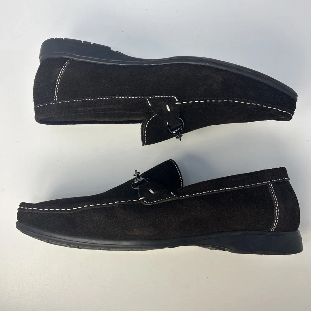 Impulse Men's Size 12 M Dark Brown Suede Horsebit Loafers Slip On Dress Shoes